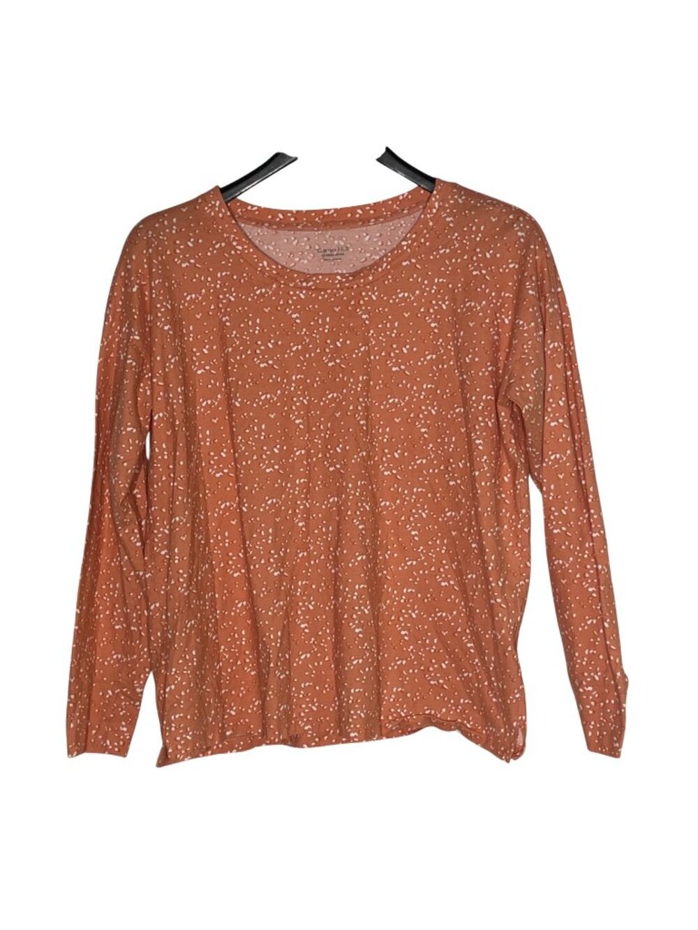 Garnet Hill Organic Cotton Dotted Speckled Long Sleeve Top SM Oversized Lounge